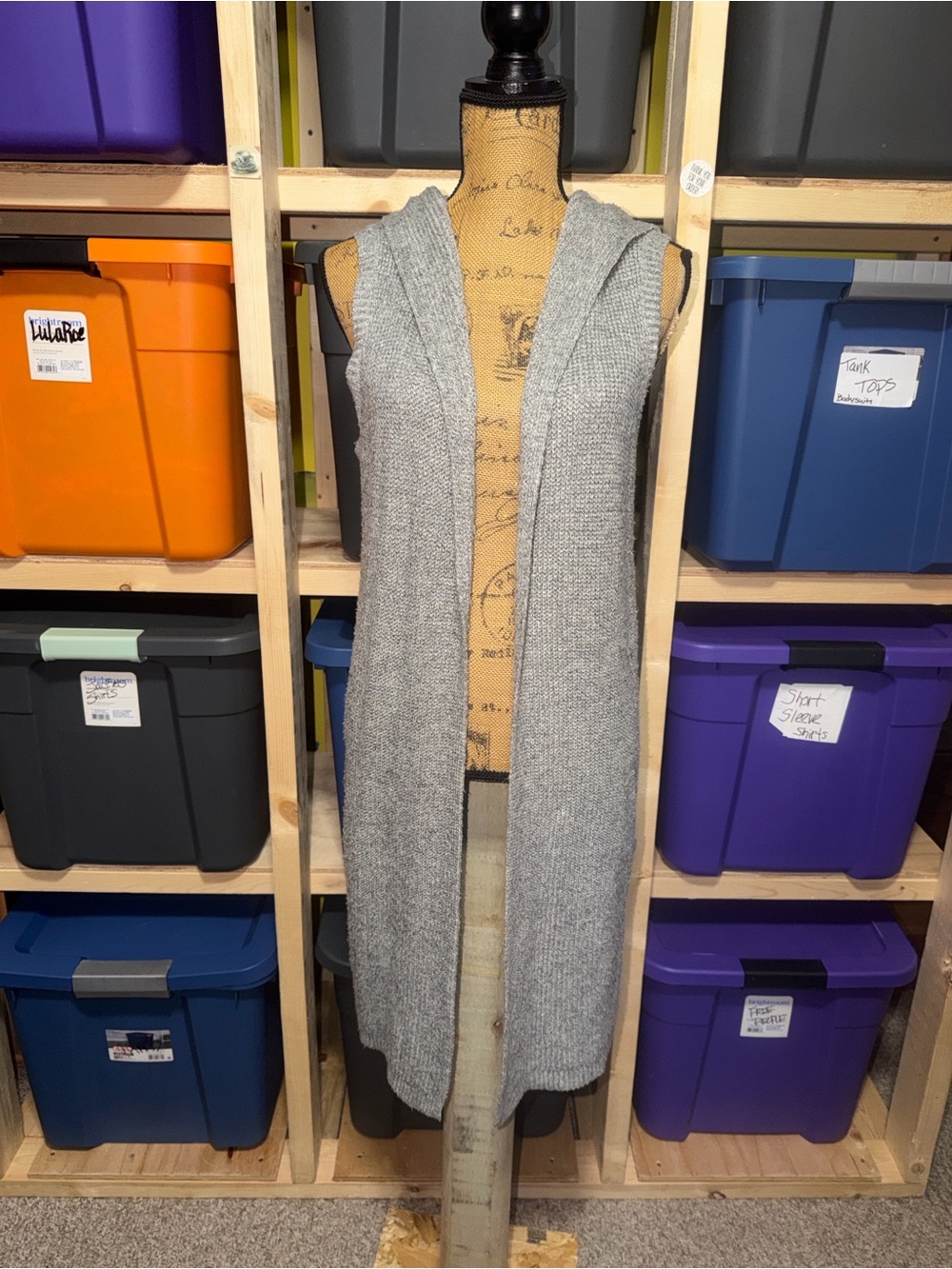 a new day Long Open-Front Sleeveless Cardigan Vest in Gray
